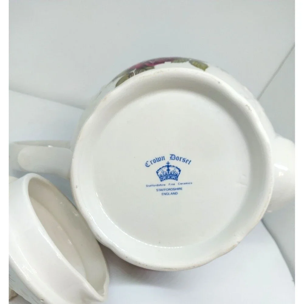 Vintage Crown Dorset Teapot Roses Staffordshire Fine Ceramics England